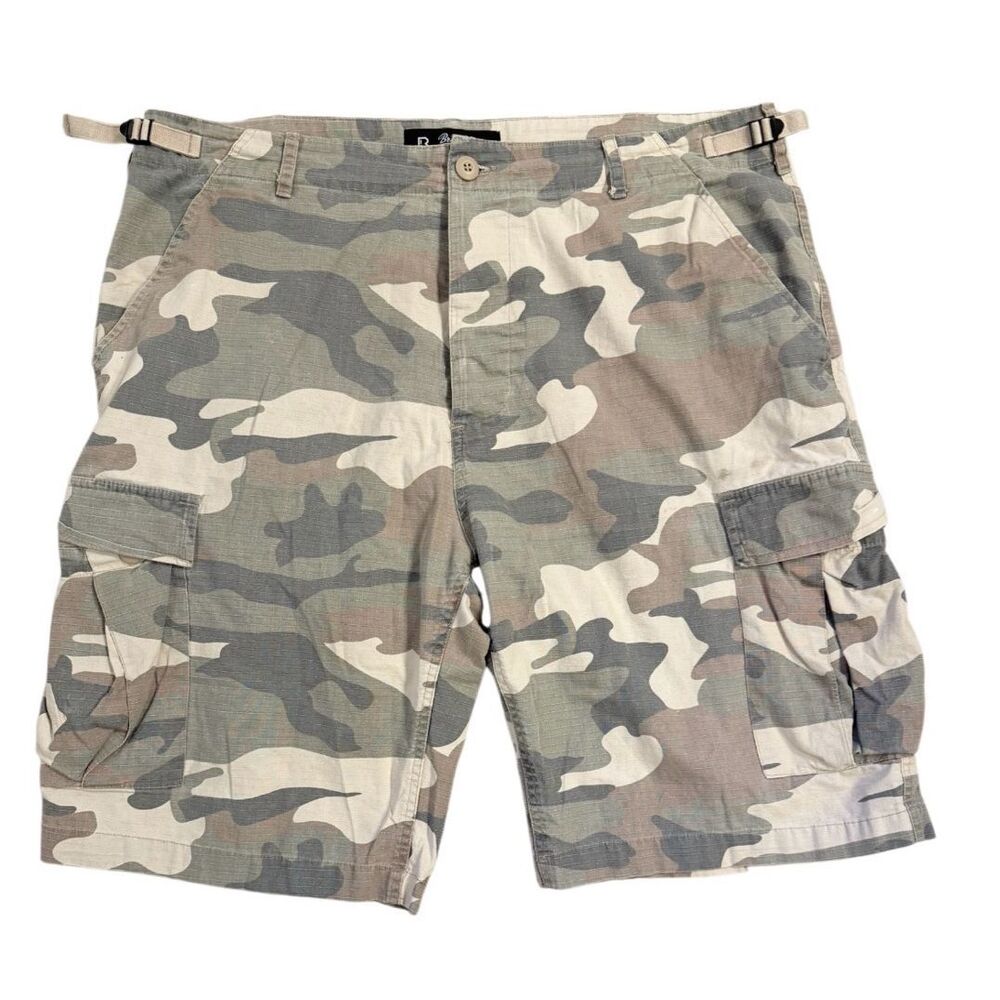 Brandit Camo BDU Ripstop Cargo Shorts in XXL Adjustable Waist Button Fly
